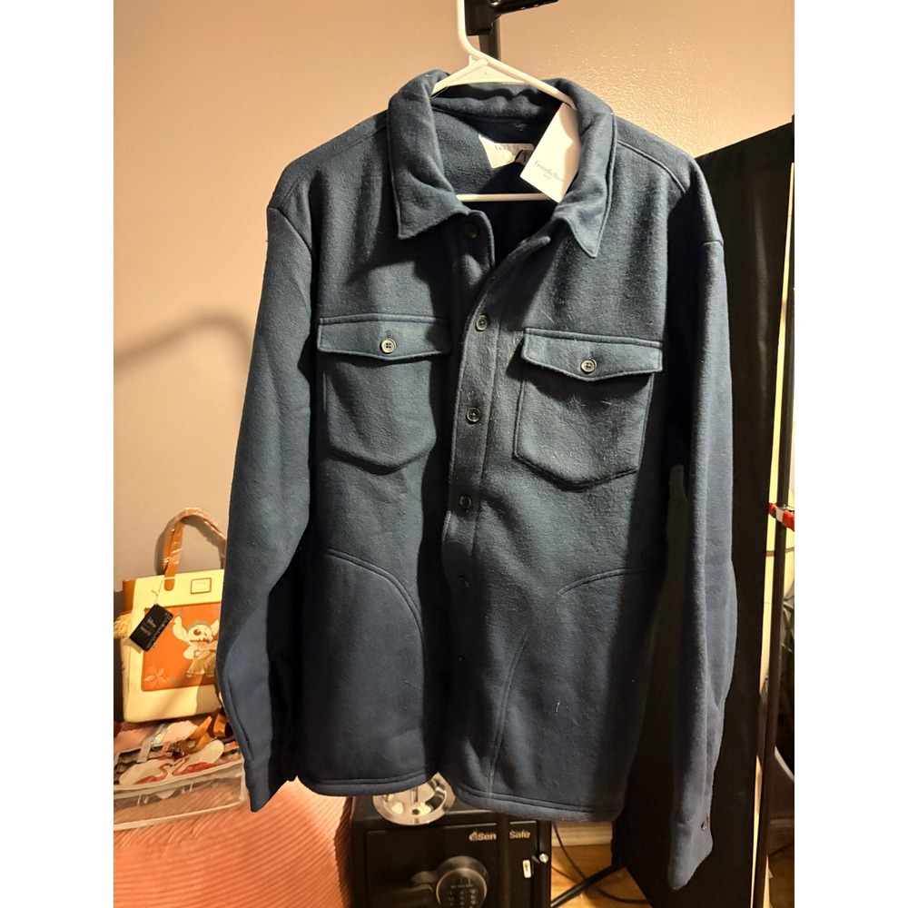 Goodfellow & Co Men's Button Up 2-Pocket Collared Jacket Blue Size L